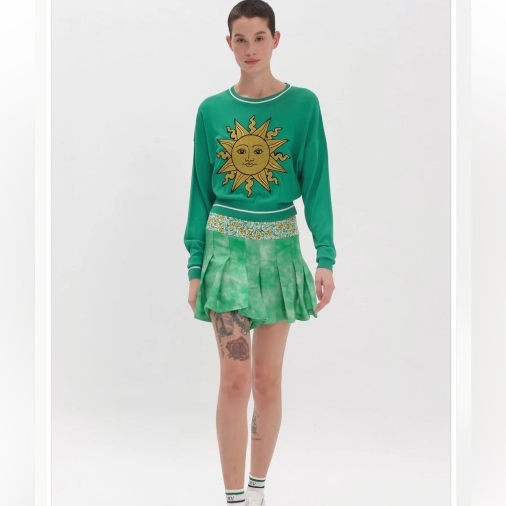 Adl raisa Vanessa Sweater green top sun print xs - Picture 2 of 12